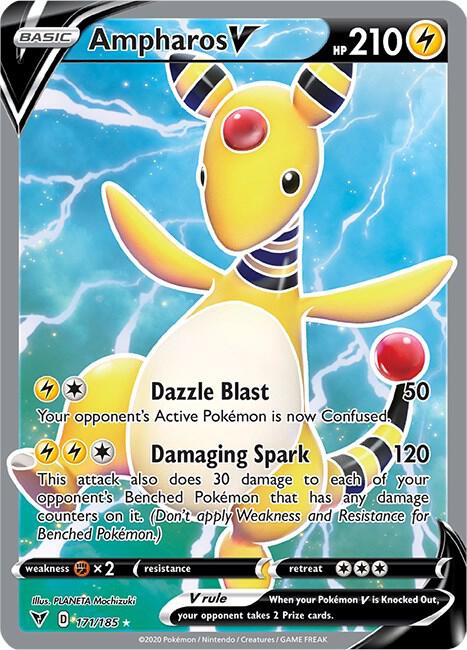 Ampharos V (Full Art) 171/185 Holofoil SWSH04: Vivid Voltage Ampharos V (Full Art) 171/185 Holofoil SWSH04: Vivid Voltage
