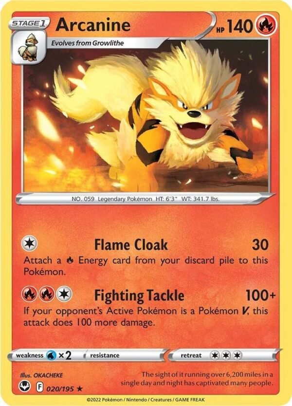 Arcanine 020/195 Reverse Holofoil SWSH12: Silver Tempest