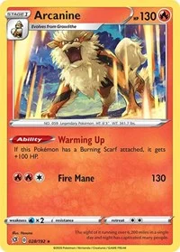 Arcanine | 028/192 | Reverse Holofoil | SWSH02: Rebel Clash