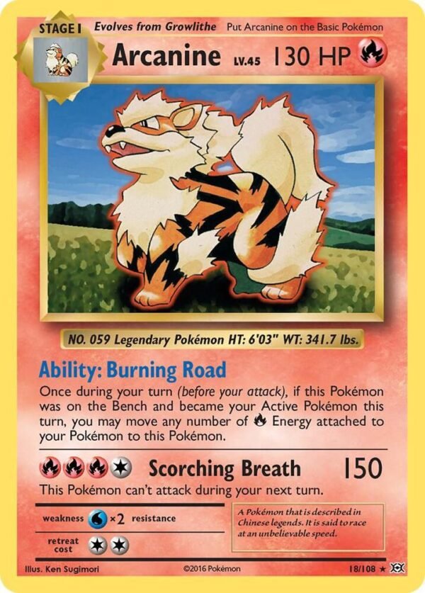 Arcanine 18/108 Reverse Holofoil XY – Evolutions