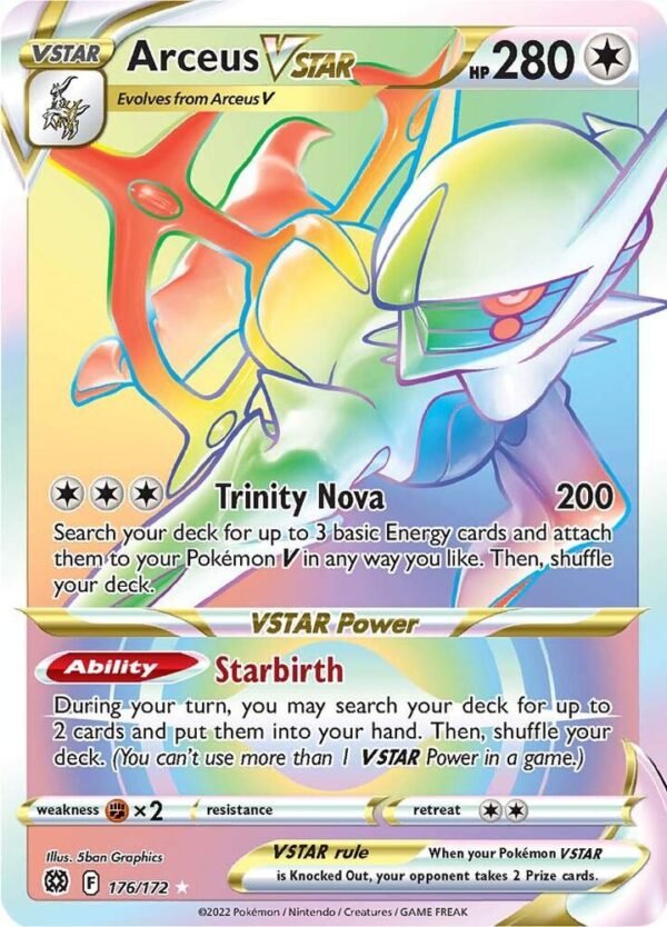 Arceus VSTAR (Secret) (176) 176/172 Holofoil SWSH09: Brilliant Stars Arceus VSTAR (Secret) (176) 176/172 Holofoil SWSH09: Brilliant Stars