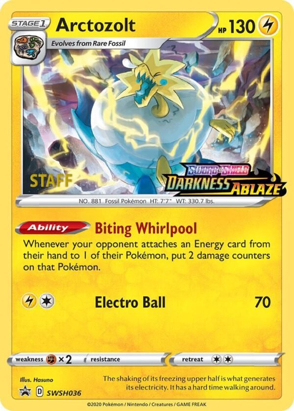 Arctozolt SWSH036 (Prerelease) [Staff] Holofoil SWSH: Sword & Shield Promo Cards