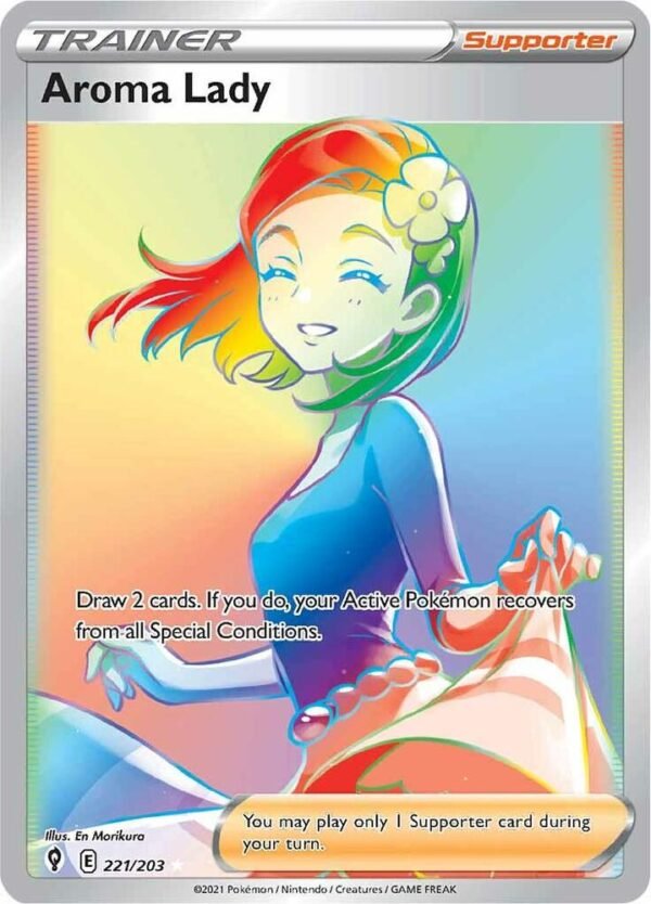 Aroma Lady (Secret) 221/203 Holofoil SWSH07: Evolving Skies Aroma Lady (Secret) 221/203 Holofoil SWSH07: Evolving Skies