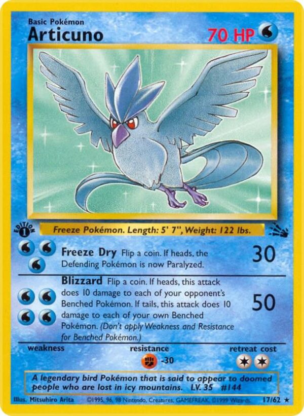 Articuno (17) 17/62 1st Edition Fossil