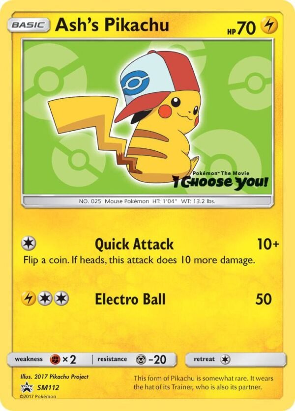 Ash’s Pikachu SM112 Normal SM Promos Ash’s Pikachu SM112 Normal SM Promos