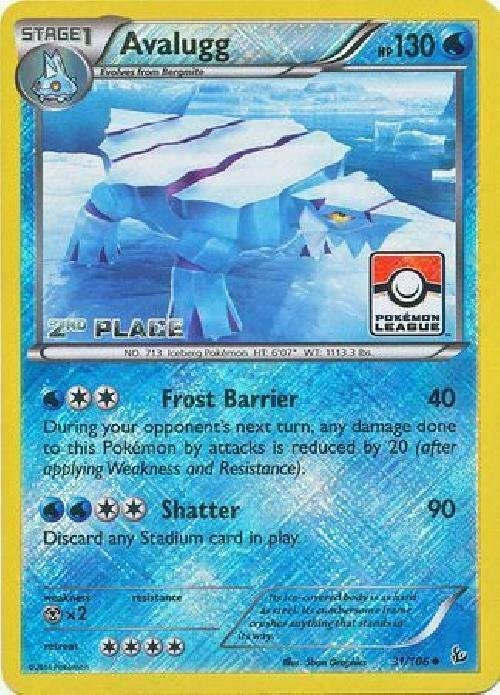 Avalugg 31/106 (Pokemon League) [2nd Place] 031/106 Reverse Holofoil League & Championship Cards