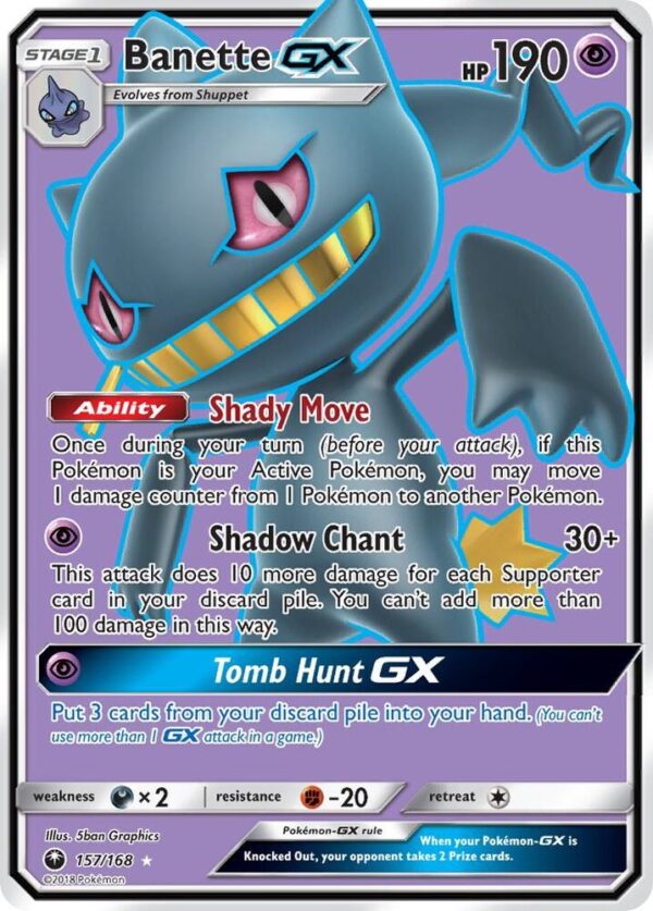 Banette GX (Full Art) 157/168 Holofoil SM – Celestial Storm Banette GX (Full Art) 157/168 Holofoil SM – Celestial Storm