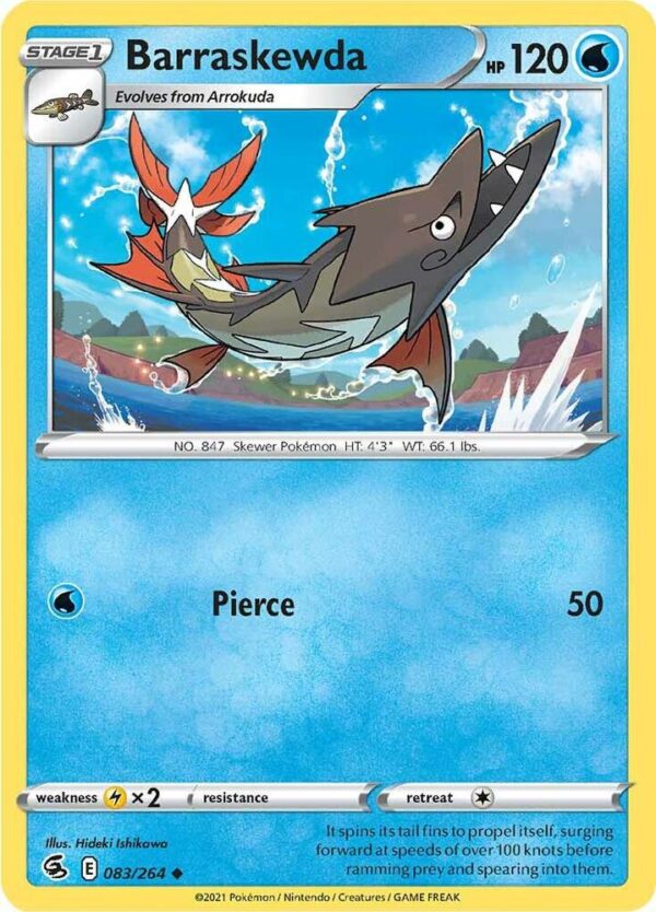 Barraskewda 083/264 Reverse Holofoil SWSH08: Fusion Strike Barraskewda 083/264 Reverse Holofoil SWSH08: Fusion Strike