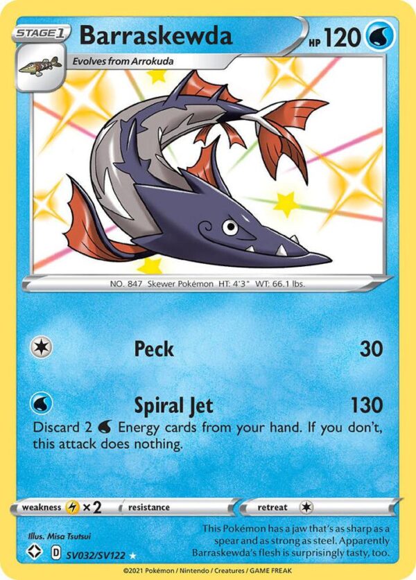 Barraskewda SV032/SV122 Holofoil Shining Fates: Shiny Vault Barraskewda SV032/SV122 Holofoil Shining Fates: Shiny Vault