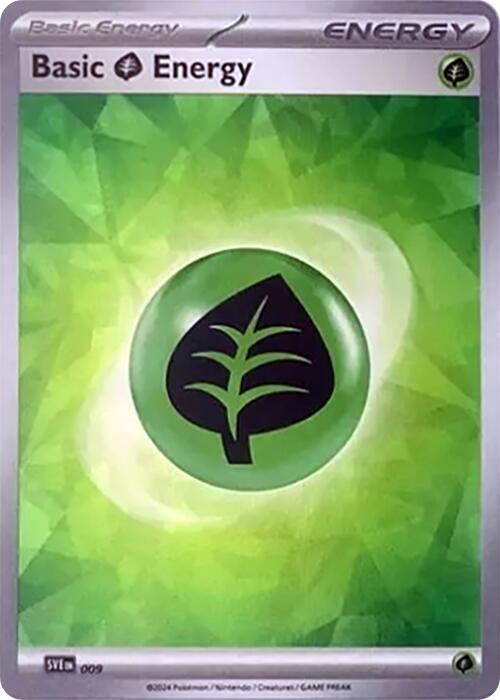 Basic Grass Energy (Cracked Ice Holo) 9 Holofoil SVE: Scarlet & Violet Energies Basic Grass Energy (Cracked Ice Holo) 9 Holofoil SVE: Scarlet & Violet Energies