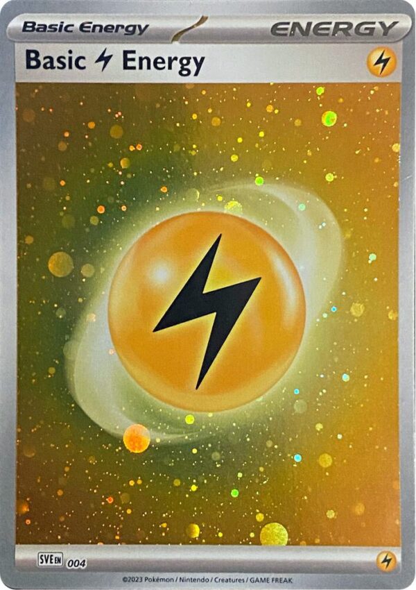 Basic Lightning Energy (Cosmos Holo) 4 Holofoil SVE: Scarlet & Violet Energies Basic Lightning Energy (Cosmos Holo) 4 Holofoil SVE: Scarlet & Violet Energies