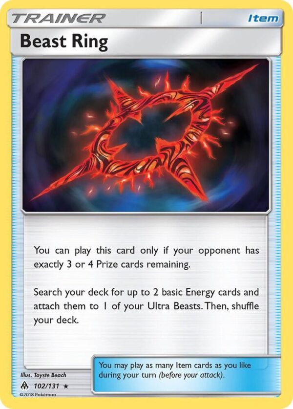 Beast Ring 102/131 Reverse Holofoil SM – Forbidden Light Beast Ring 102/131 Reverse Holofoil SM – Forbidden Light