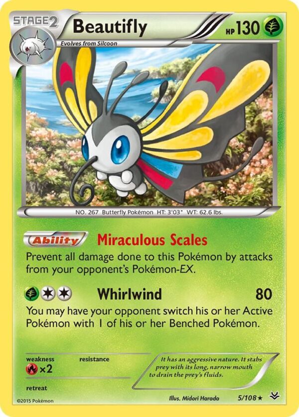Beautifly 5/108 Reverse Holofoil XY – Roaring Skies Beautifly 5/108 Reverse Holofoil XY – Roaring Skies
