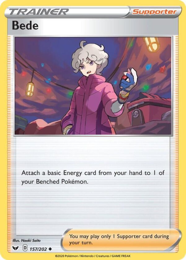 Bede 157/202 Reverse Holofoil SWSH01: Sword & Shield Base Set Bede 157/202 Reverse Holofoil SWSH01: Sword & Shield Base Set