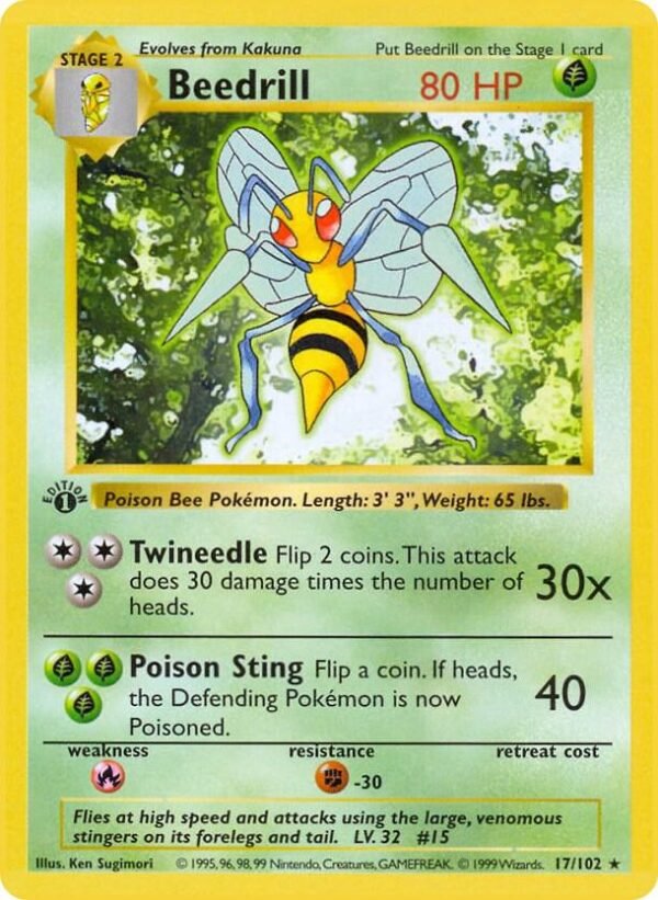 Beedrill 017/102 1st Edition Base Set (Shadowless)