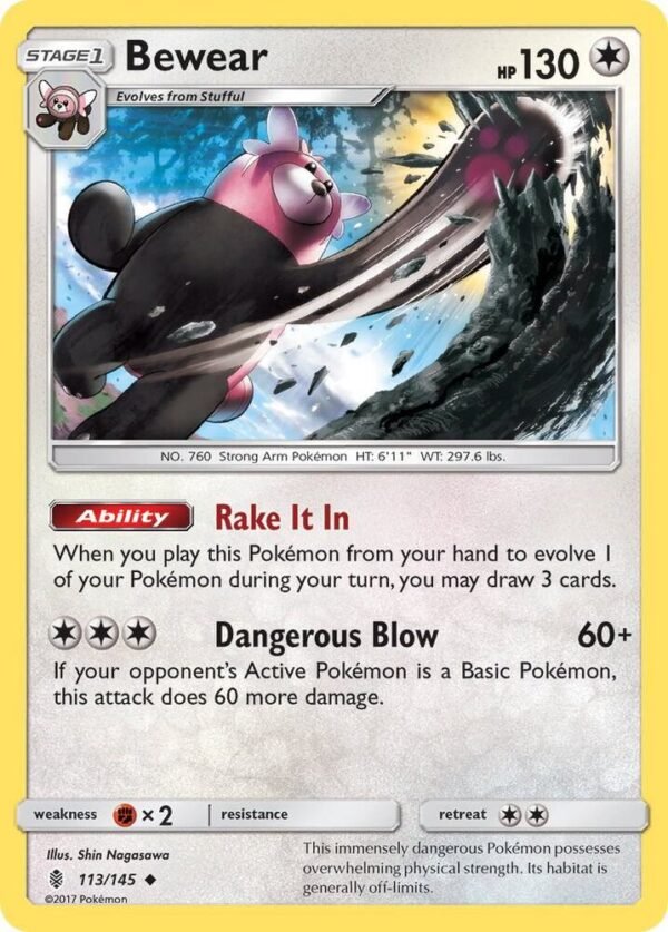Bewear 113/145 Reverse Holofoil SM – Guardians Rising Bewear 113/145 Reverse Holofoil SM – Guardians Rising