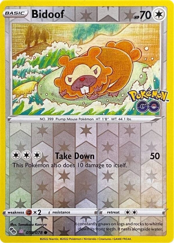 Bidoof (Peelable Ditto) 059/078 Reverse Holofoil Pokemon GO Bidoof (Peelable Ditto) 059/078 Reverse Holofoil Pokemon GO