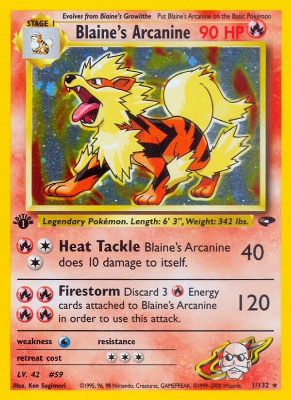 Blaine’s Arcanine 001/132 1st Edition Holofoil Gym Challenge Blaine’s Arcanine 001/132 1st Edition Holofoil Gym Challenge