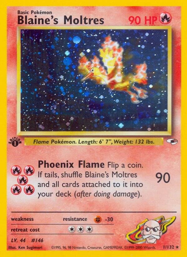 Blaine’s Moltres 001/132 Unlimited Holofoil Gym Heroes Blaine’s Moltres 001/132 Unlimited Holofoil Gym Heroes