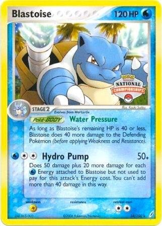 Blastoise 14/100 (National Championships) 014/100 Normal League & Championship Cards