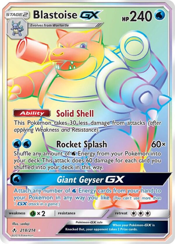Blastoise GX (Secret) 218/214 Holofoil SM – Unbroken Bonds