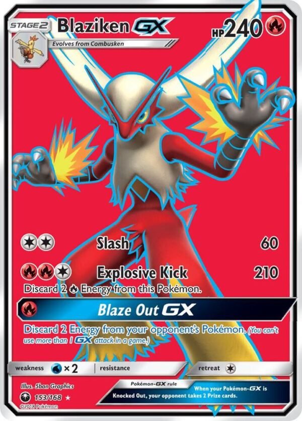 Blaziken GX (Full Art) 153/168 Holofoil SM – Celestial Storm Blaziken GX (Full Art) 153/168 Holofoil SM – Celestial Storm
