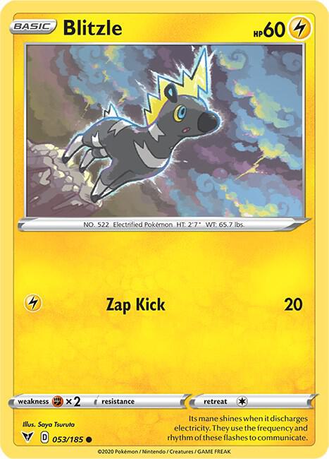 Blitzle 053/185 Reverse Holofoil SWSH04: Vivid Voltage Blitzle 053/185 Reverse Holofoil SWSH04: Vivid Voltage