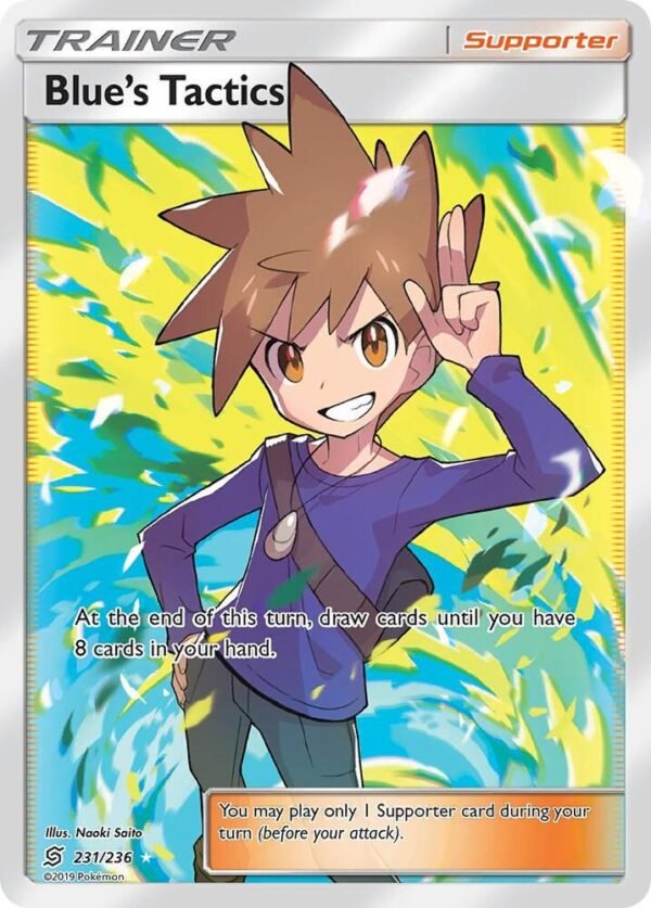 Blue’s Tactics (Full Art) 231/236 Holofoil SM – Unified Minds Blue’s Tactics (Full Art) 231/236 Holofoil SM – Unified Minds