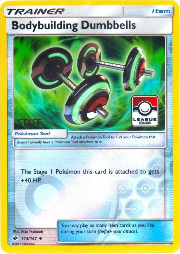 Bodybuilding Dumbbells 113/147 (League Cup) [Staff] Reverse Holofoil League & Championship Cards