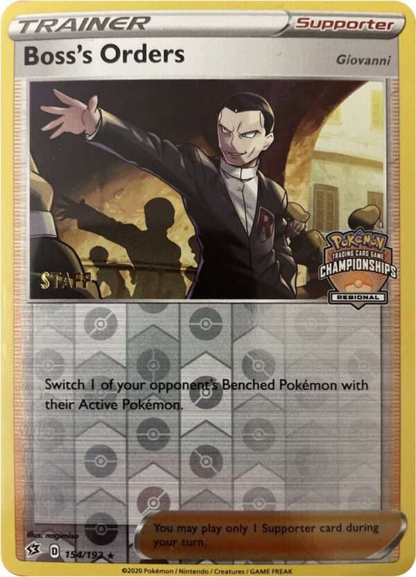 Boss’s Orders 154/192 (Regional Championships) [Staff] Reverse Holofoil League & Championship Cards