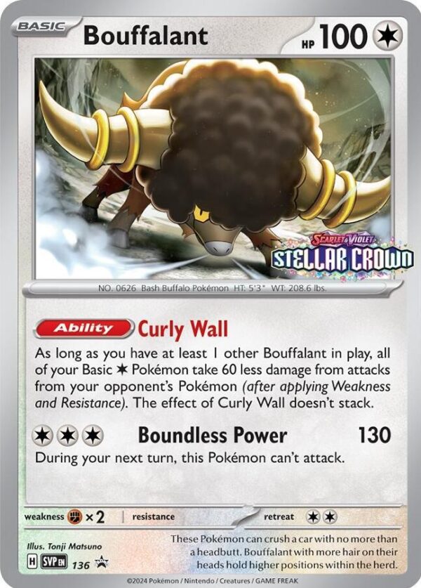 Bouffalant 136 Holofoil SV: Scarlet & Violet Promo Cards Bouffalant 136 Holofoil SV: Scarlet & Violet Promo Cards