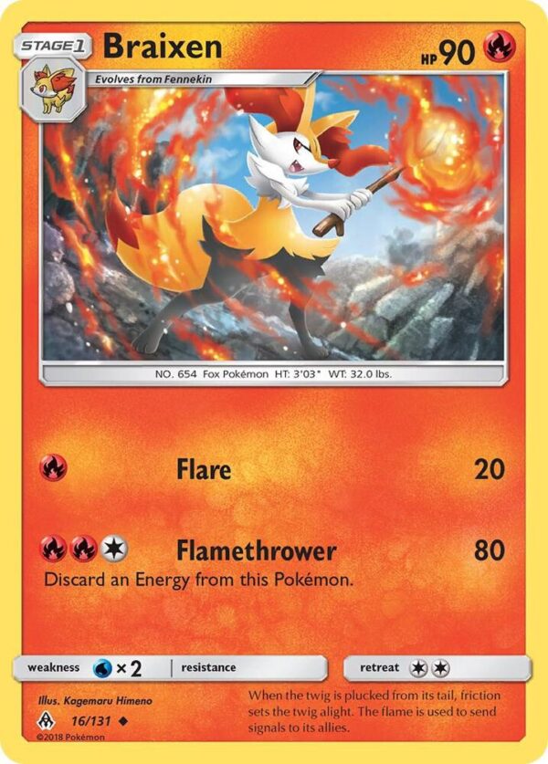 Braixen 16/131 Reverse Holofoil SM – Forbidden Light