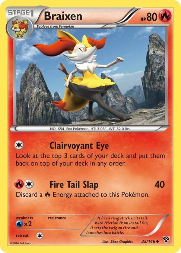 Braixen 25/146 Reverse Holofoil XY Base Set Braixen 25/146 Reverse Holofoil XY Base Set