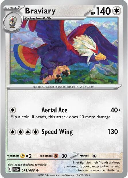Braviary 078/086 Reverse Holofoil SV: Black Bolt Braviary 078/086 Reverse Holofoil SV: Black Bolt