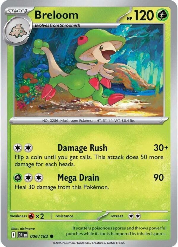 Breloom 006/182 Reverse Holofoil SV10: Destined Rivals Breloom 006/182 Reverse Holofoil SV10: Destined Rivals