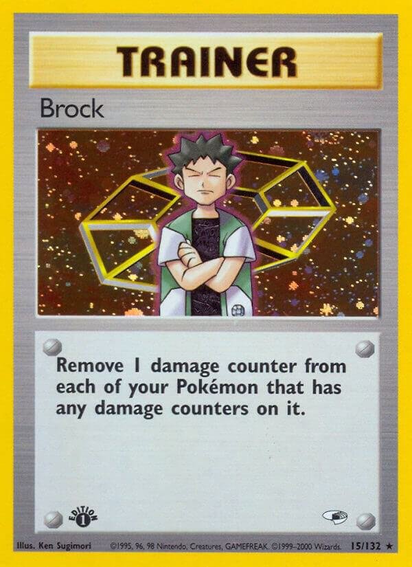 Brock (15) 015/132 1st Edition Holofoil Gym Heroes