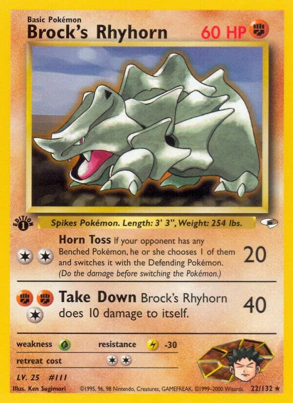 Brock’s Rhyhorn (22) 022/132 1st Edition Gym Heroes
