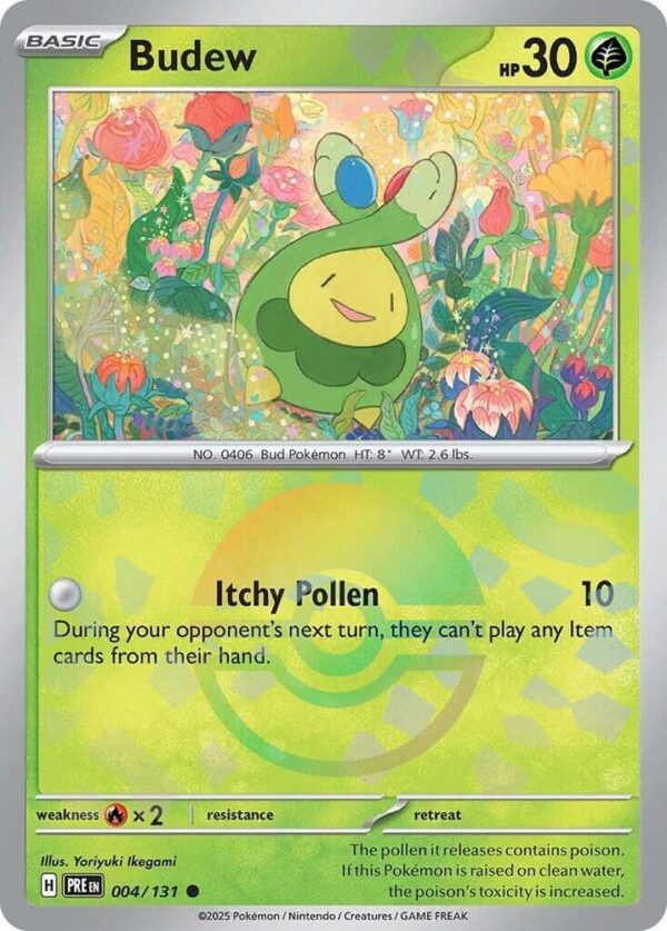 Budew (Poke Ball Pattern) 004/131 Holofoil SV: Prismatic Evolutions Budew (Poke Ball Pattern) 004/131 Holofoil SV: Prismatic Evolutions