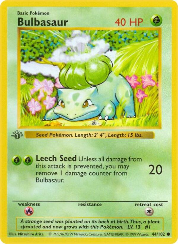 Bulbasaur 044/102 1st Edition Base Set (Shadowless) Bulbasaur 044/102 1st Edition Base Set (Shadowless)
