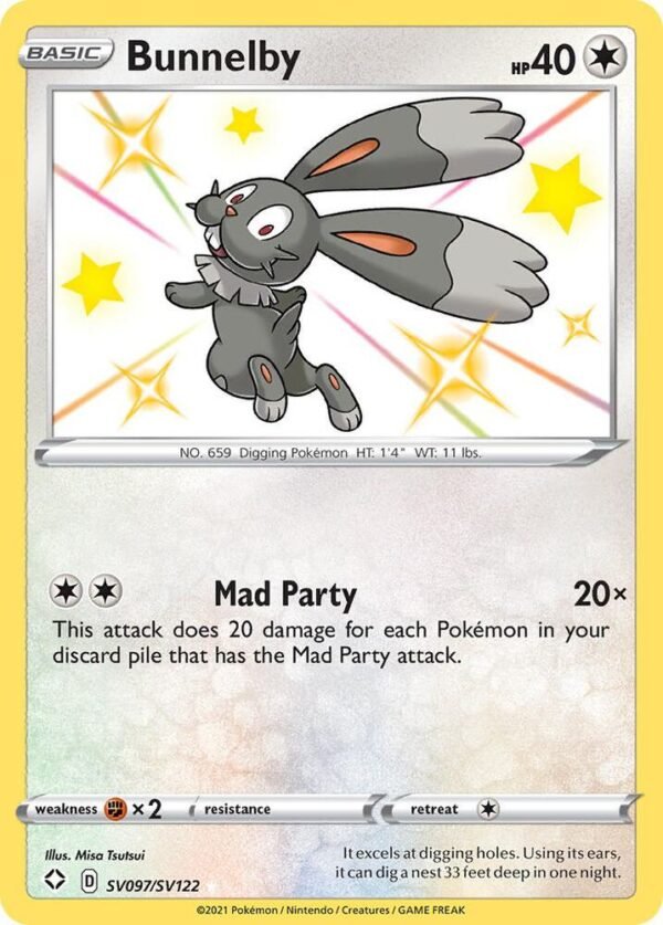 Bunnelby SV097/SV122 Holofoil Shining Fates: Shiny Vault