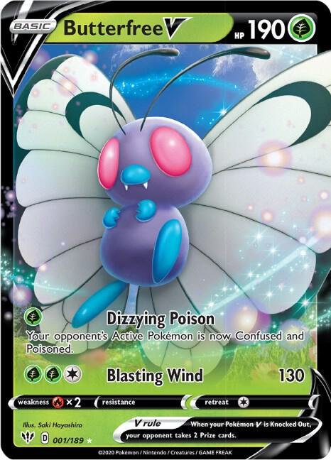 Butterfree V 001/189 Holofoil SWSH03: Darkness Ablaze