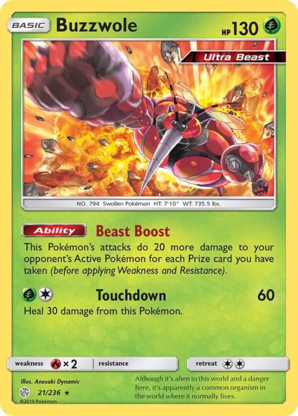 Buzzwole 21/236 Holofoil SM – Cosmic Eclipse Buzzwole 21/236 Holofoil SM – Cosmic Eclipse