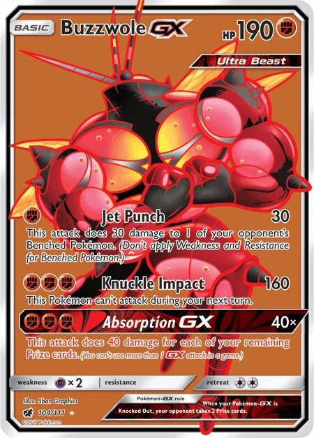 Buzzwole GX (Full Art) 104/111 Holofoil SM – Crimson Invasion Buzzwole GX (Full Art) 104/111 Holofoil SM – Crimson Invasion