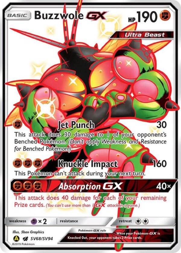 Buzzwole GX SV68/SV94 Holofoil Hidden Fates: Shiny Vault Buzzwole GX SV68/SV94 Holofoil Hidden Fates: Shiny Vault