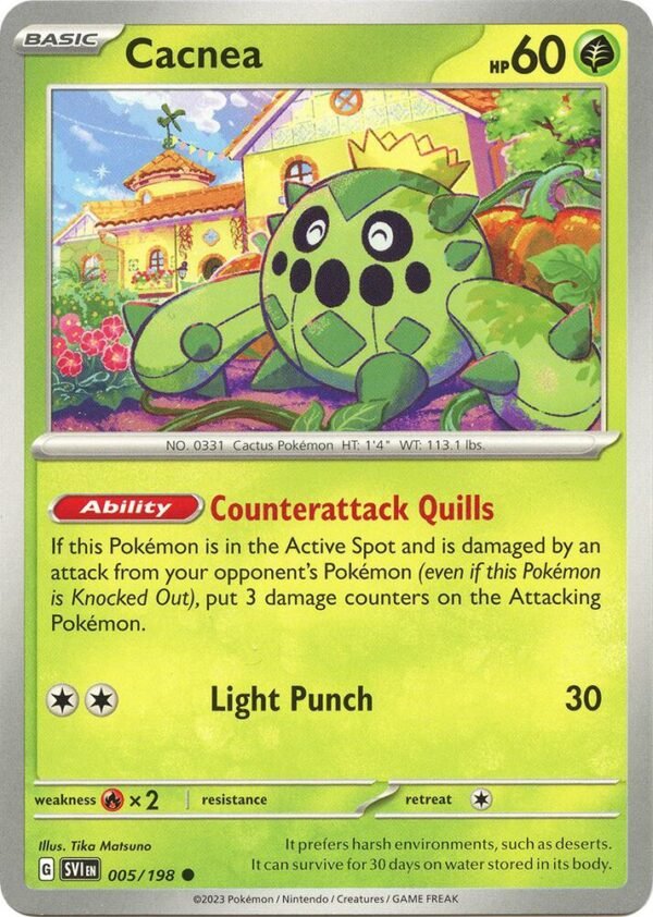 Cacnea 005/198 Reverse Holofoil SV01: Scarlet & Violet Base Set Cacnea 005/198 Reverse Holofoil SV01: Scarlet & Violet Base Set