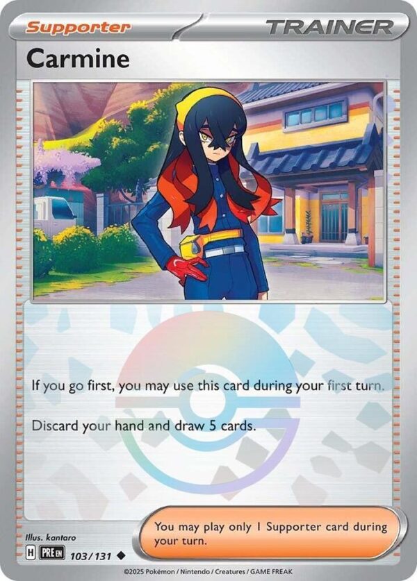 Carmine (Poke Ball Pattern) 103/131 Holofoil SV: Prismatic Evolutions Carmine (Poke Ball Pattern) 103/131 Holofoil SV: Prismatic Evolutions