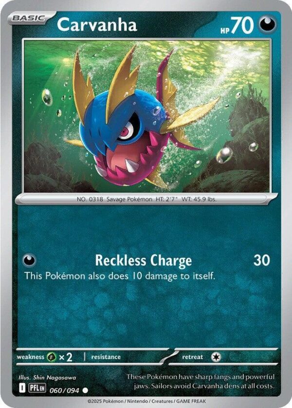 Carvanha 060/094 Reverse Holofoil ME02: Phantasmal Flames