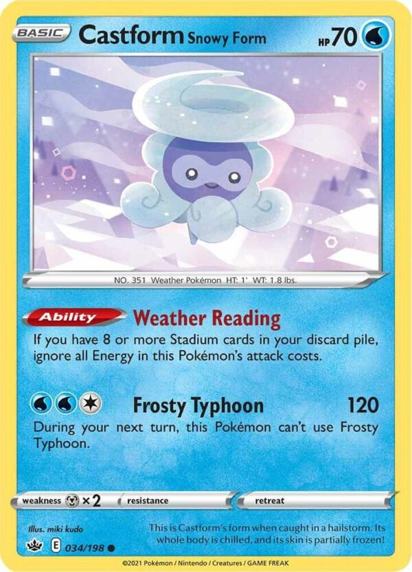 Castform Snowy Form 034/198 Reverse Holofoil SWSH06: Chilling Reign