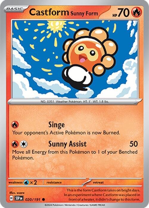 Castform Sunny Form 020/191 Reverse Holofoil SV08: Surging Sparks Castform Sunny Form 020/191 Reverse Holofoil SV08: Surging Sparks