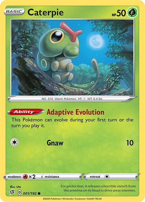 Caterpie 001/192 Reverse Holofoil SWSH02: Rebel Clash